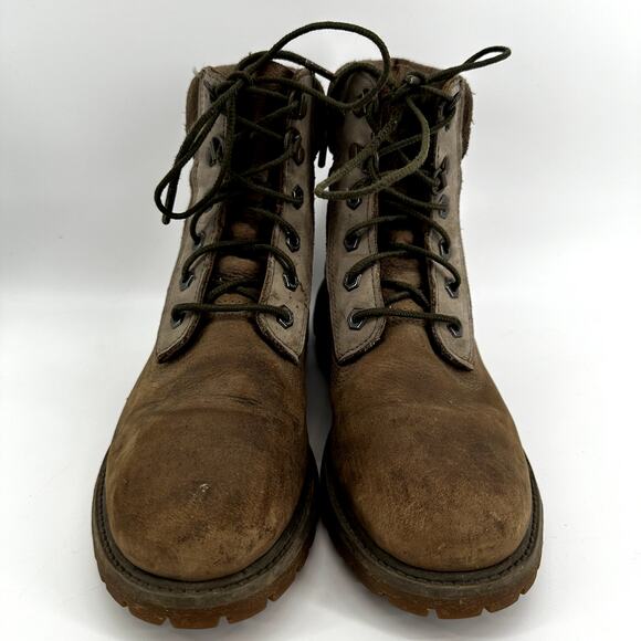 Timberland Combat Shoe 6" Boots Lace Up Nubuck Leather Waterproof Brown 8.5 - Picture 4 of 7